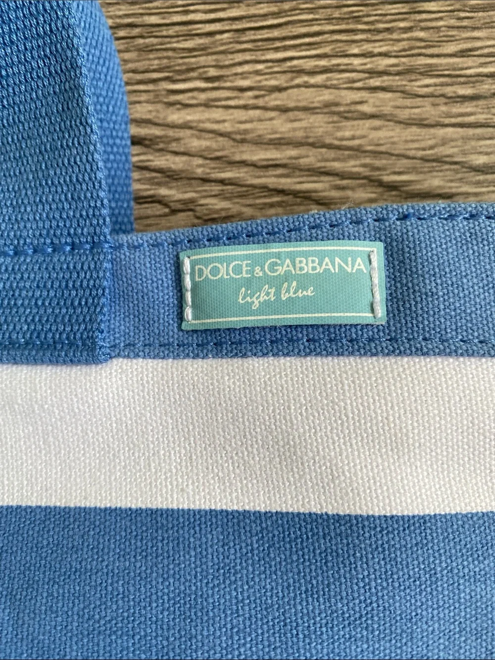 Dolce & Gabbana Blue & White Striped Canvas Travel Beach Tote NWT